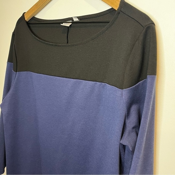 Women’s | GAP Blue Black Colorblock Ponte 3/4 Sleeve Round Neck Shift Dress | XL - Picture 4 of 10